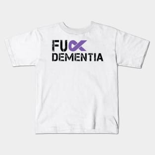 Fuck Dementia Awareness Gift Purple Ribbon Support Warrior Kids T-Shirt